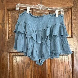 Blue ruffle shorts